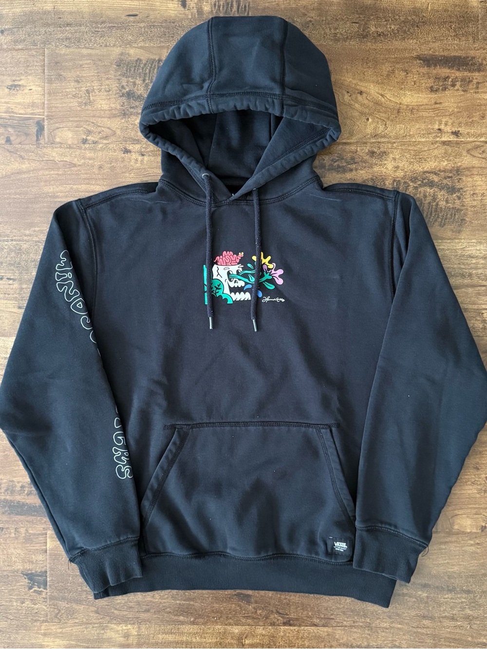 VANS Hannah Eddy Sweatshirt Hoodie Black Graphic Long Sleeve Pullover Mens MED